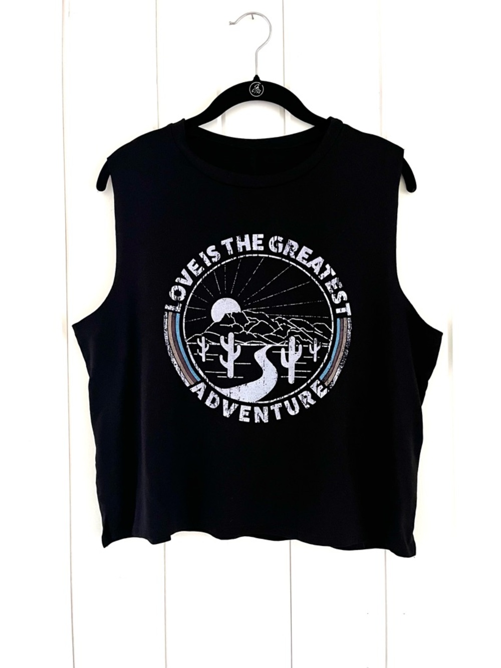 Lovers of hYOUmanity Black Lili graphic crop top, Sz M (19.5”)